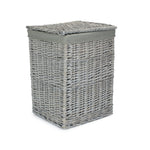 Grey Wash Square Laundry Basket With Grey Sage Lining | Small