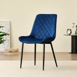 Stylish Miami Dining Table Set With 4 Velvet Amelia Chairs | Blue