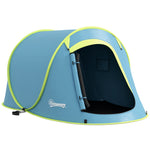 Pop Up 2 Man Tent, 2000mm Waterproof Camping Tent With Bag | Blue