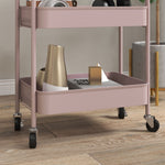 3 Tier Rolling Utility Cart With 3 Mesh Basket | One Size | Pink