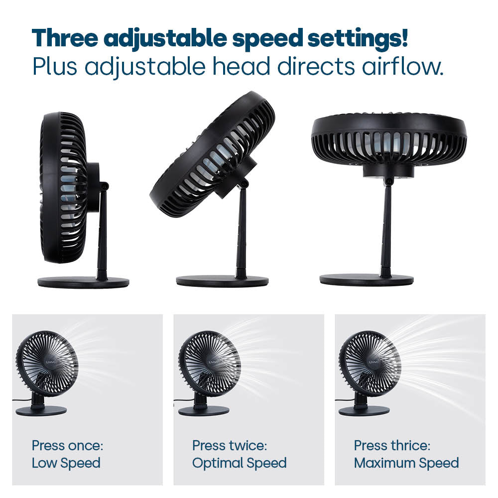 Livivo Compact Desktop Usb Fan 6 Inch Steel Base Cooling Black