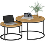 2 Pcs Stacking Coffee Table Set With Steel Frame | Brown