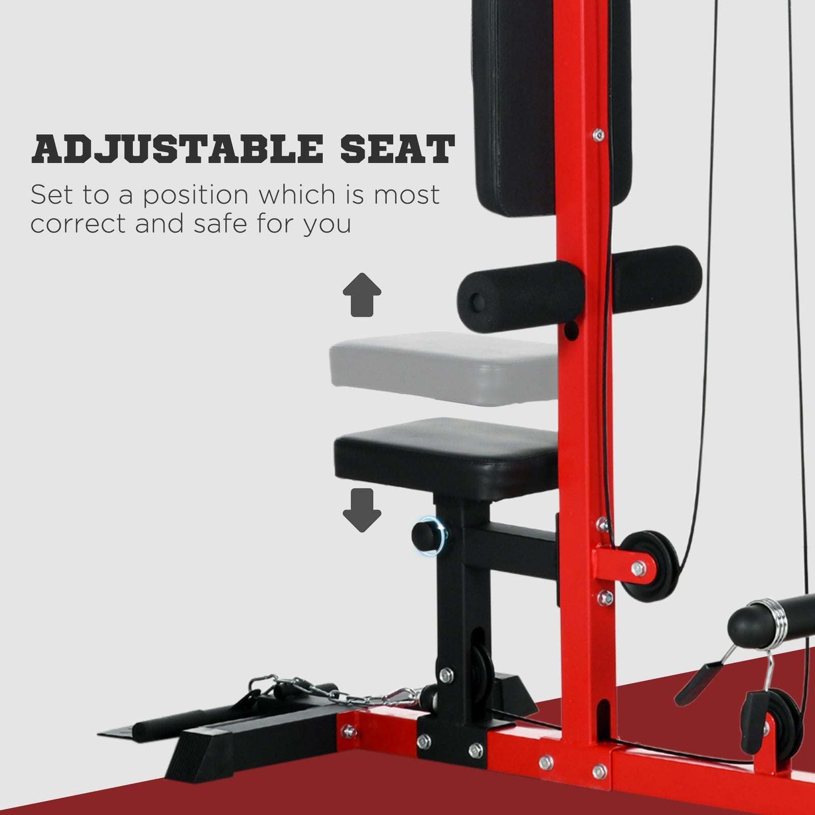 Pull Up Bar Stand Power Cage With Adjustable Seat | Red