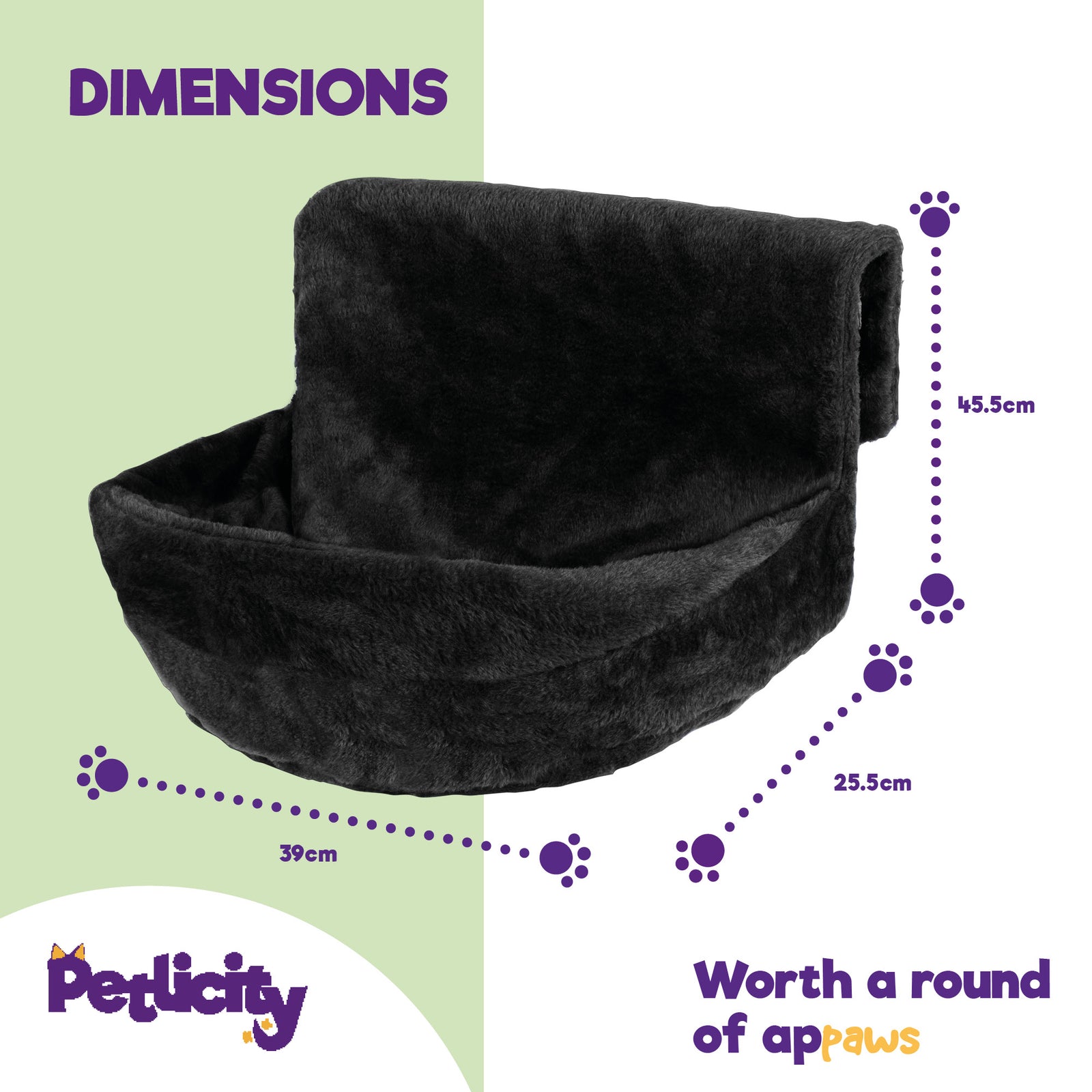 Black Radiator Cat Bed Round Fleece Basket With Foldable Iron Frame