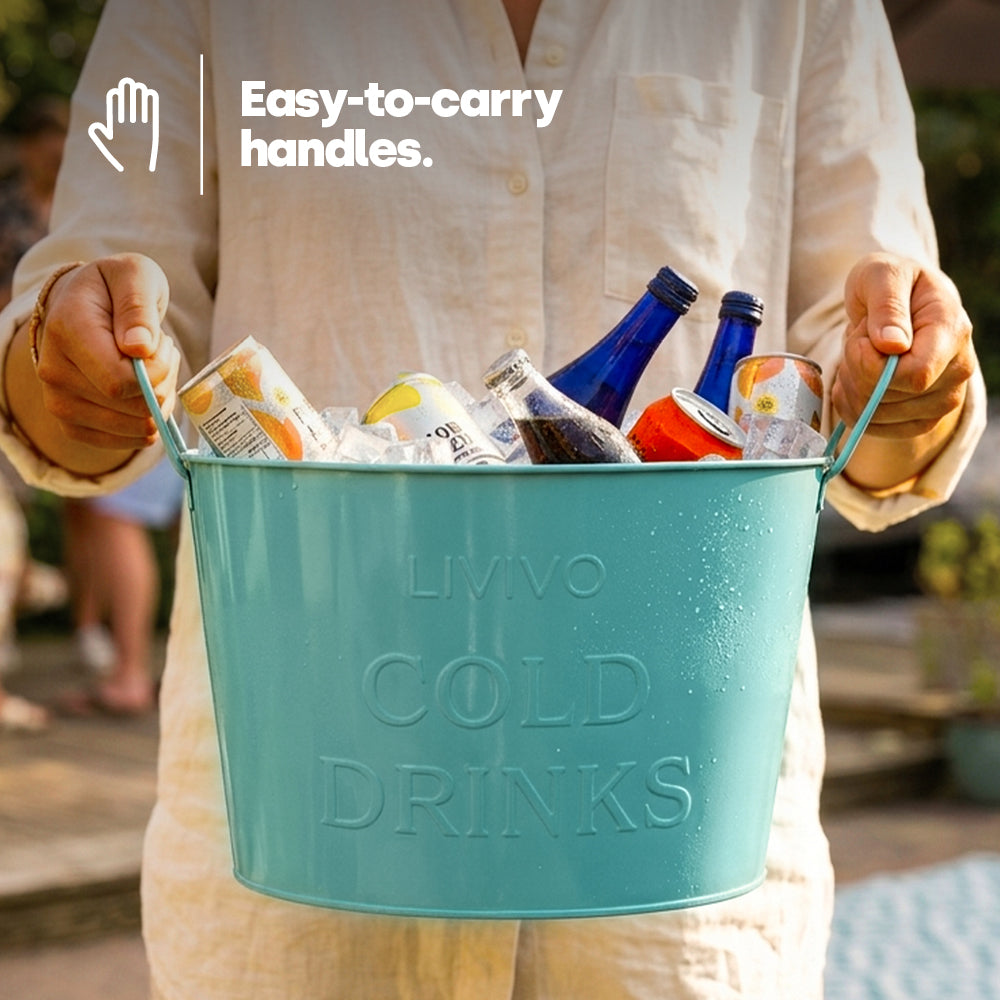 Galvanised Steel Drinks Bucket | Turquoise