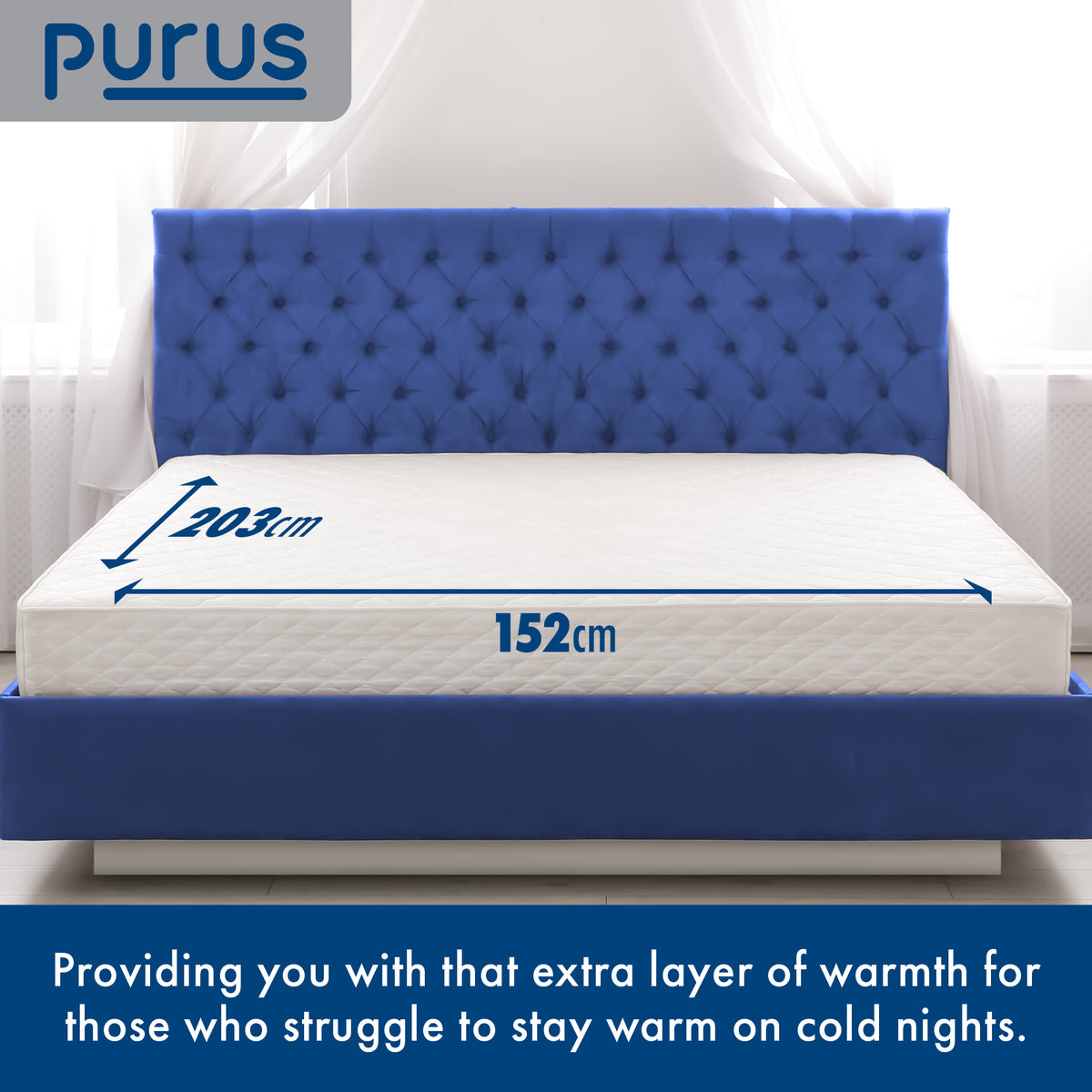 Luxury Electric Blanket Fully Fitted Heated Bed Underblanket Polyester Detachable Control 3 Heat Settings | King | White