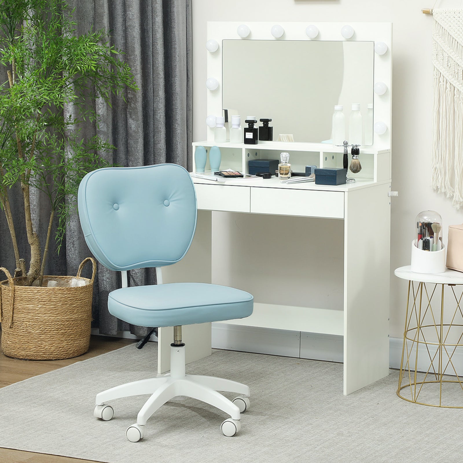 Vanity Task Chair, Armless | Blue