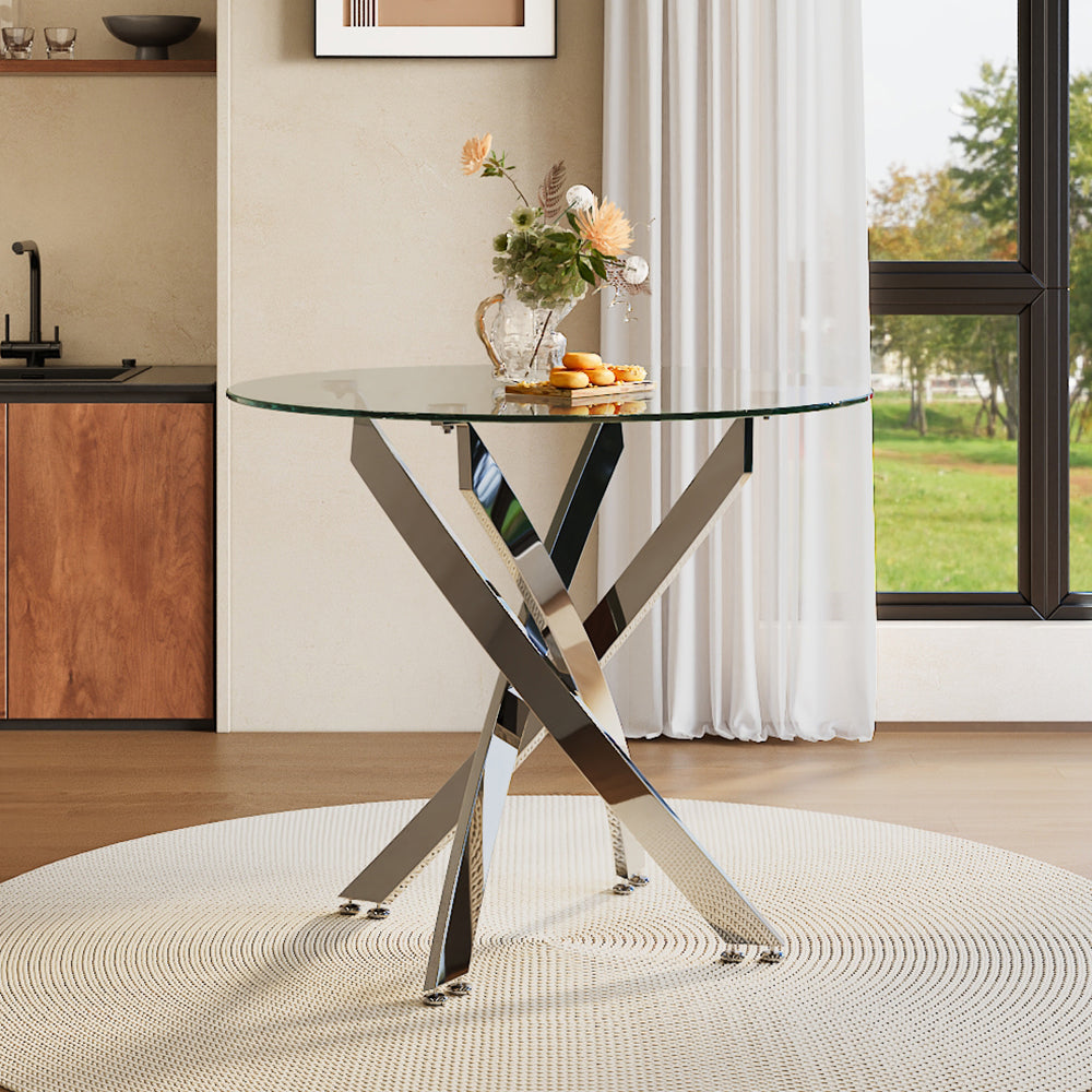 90cm Dia Stylish Tempered Glass Coffee Table