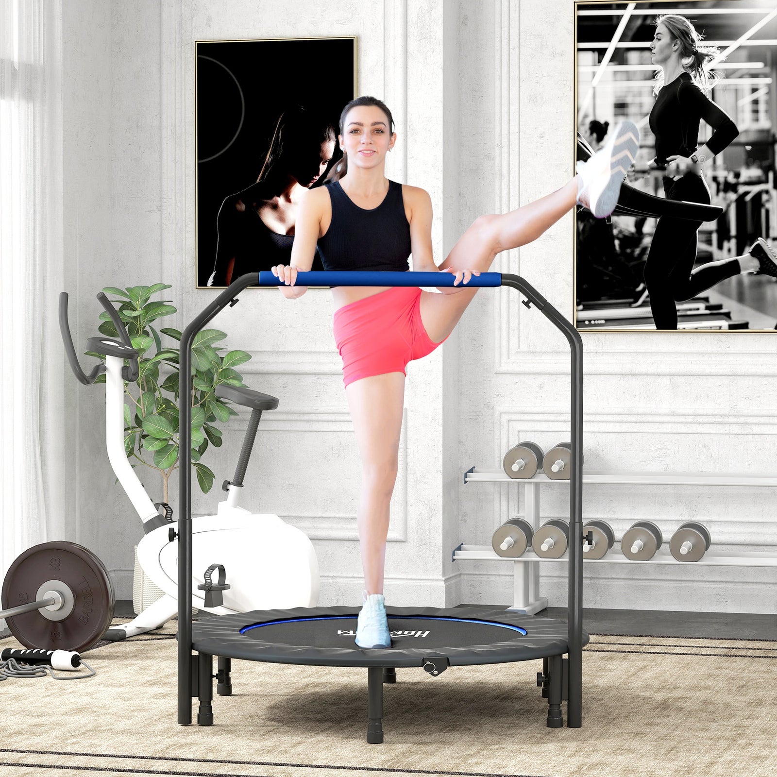 48 Foldable Mini Trampoline Fitness Trampoline Rebounder | Blue