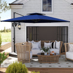 Garden Cantilever Parasol W/ Weighted Base Tilt Crank | Blue