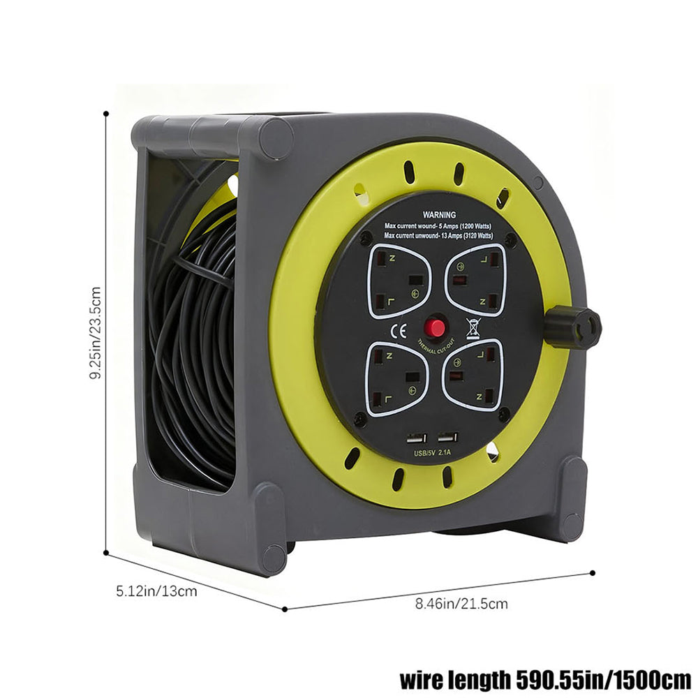 4-socket 2 Usb Ports Extension Cable Reel | 15m