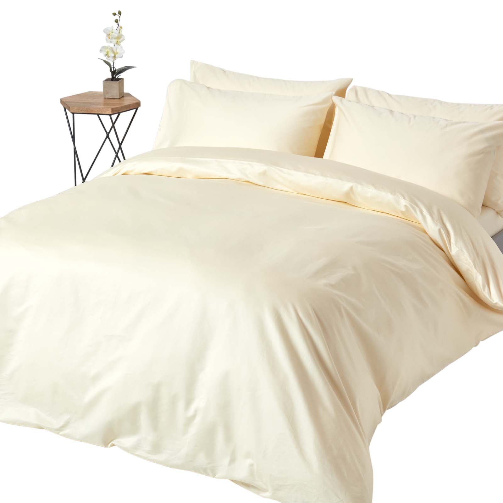 Egyptian Cotton Duvet Cover With Pillowcase 1000 Tc | Super King | Cream