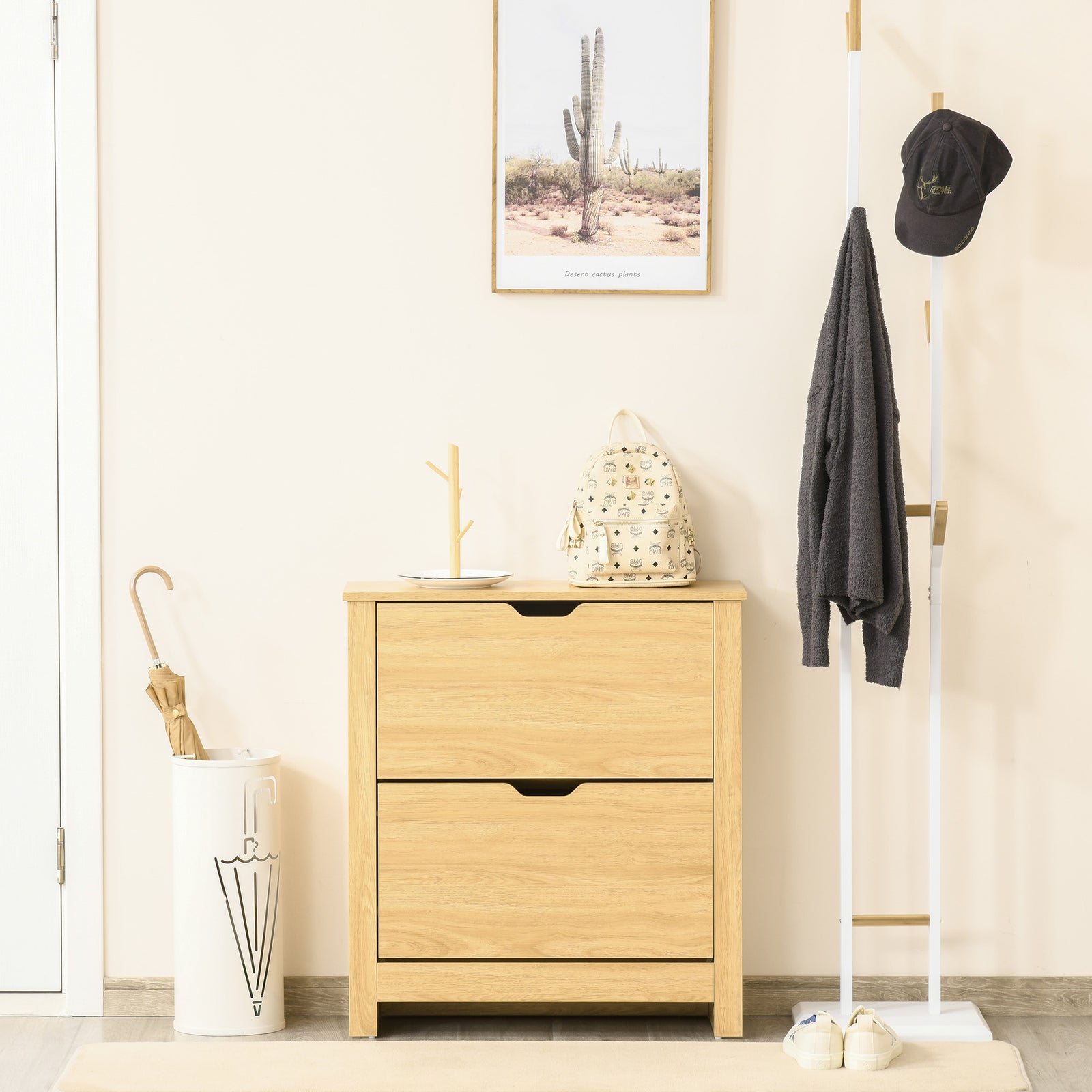 12/18 Shoe Storage Cabinet 4/6 Shelves 2/3 Drawers 4 Legs | Medium | Natura