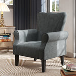 Armchair Upholstered Modern Accent Chair With Wood Legs | One Size | Gray