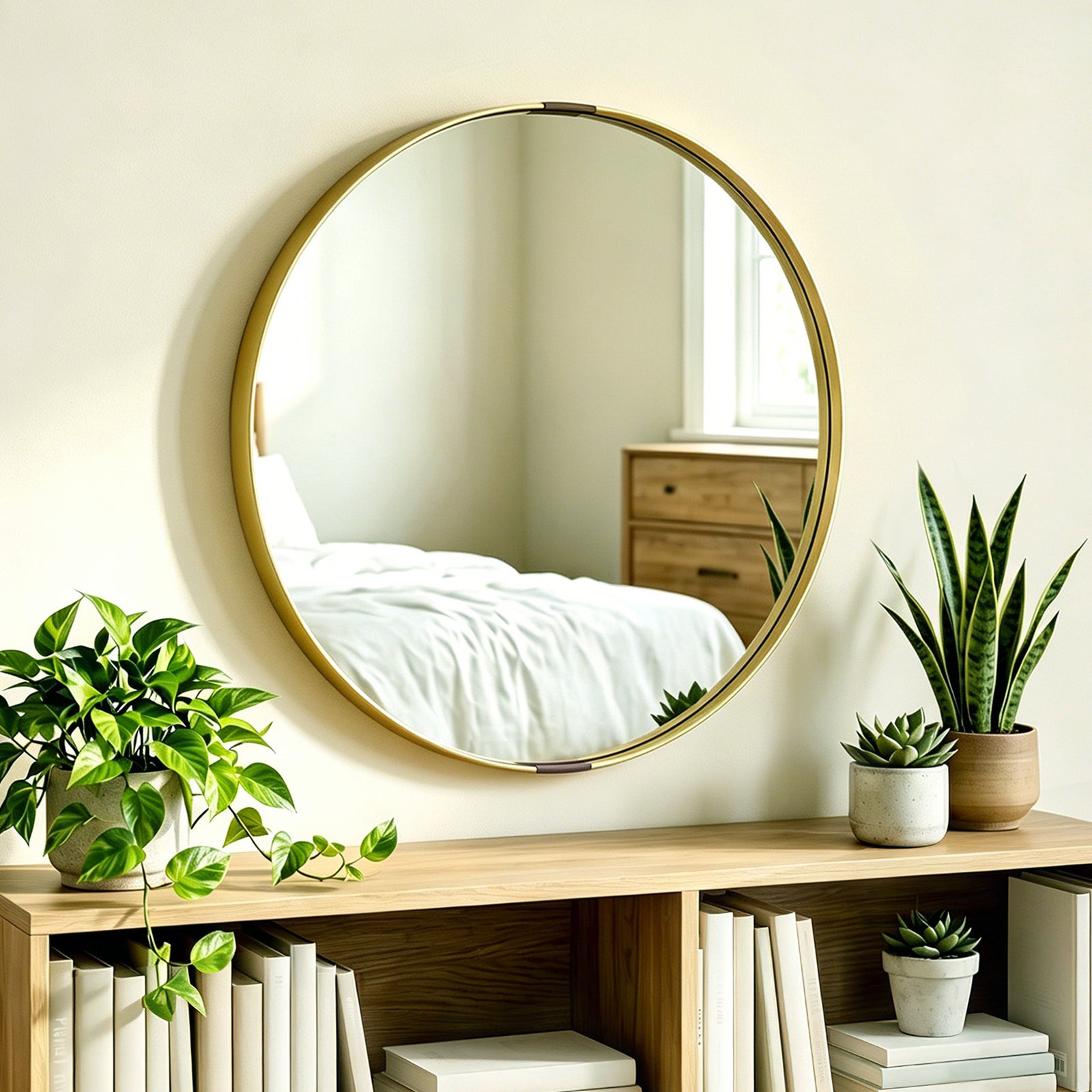Wall Mirror 61 Cm, Wall Mounted Bathroom Mirror | Gold