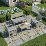 4 Seater Wooden Garden Furniture Set With Loveseat, Chairs, Table | Grey