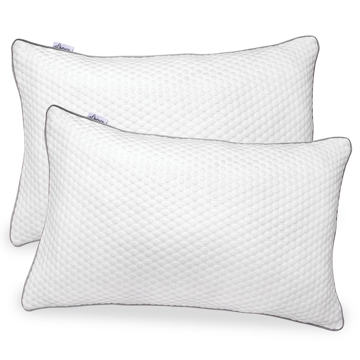 Premium Orthopaedic Shredded Memory Foam Bed Pillow 70x45cm, Neck Back & Side Support, Bamboo Washable Cover | Set of 2 | White