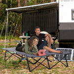 Double Camping Folding Cot Outdoor Portable Sleeping Bed | Gray