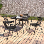 Square Garden Tempered Glass Marble Coffee Table - 80cm X 72cm H
