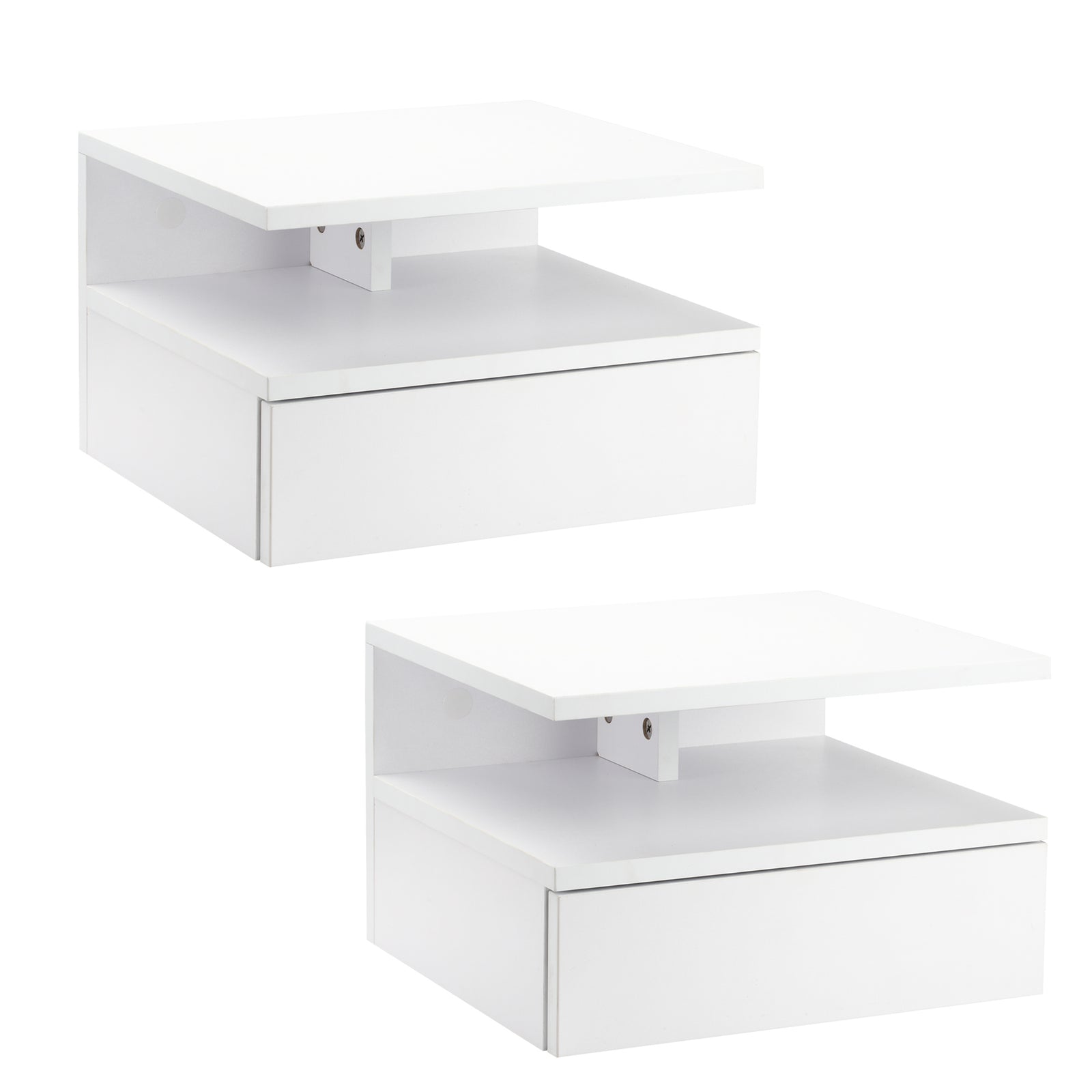 Nightstand Set Of 2, Wall Mounted Bedside Cabinet | Set of 2 | White