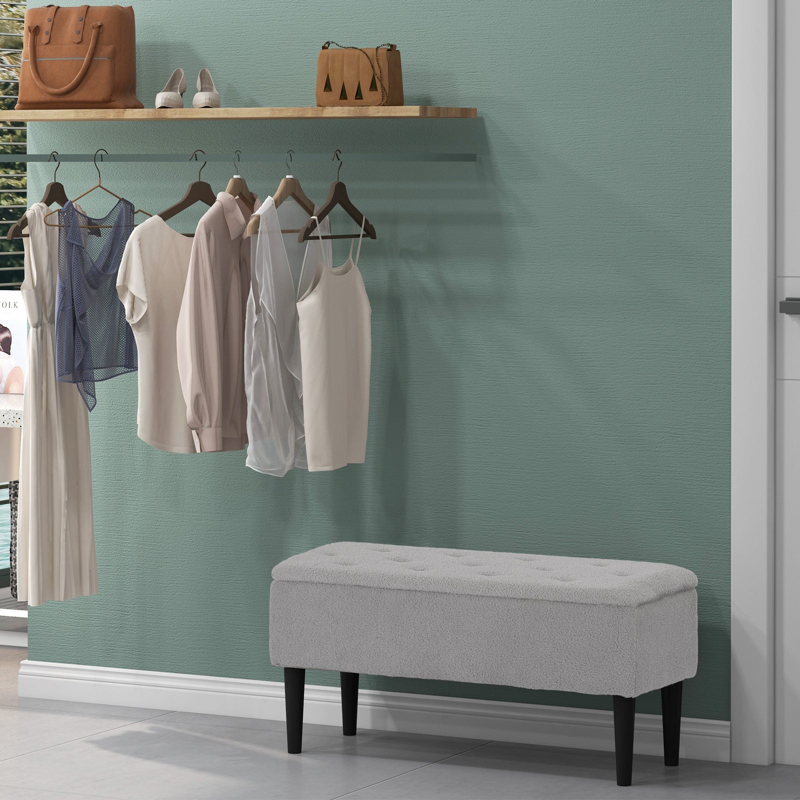 Modern Ottoman Box With Wooden Legs | One Size