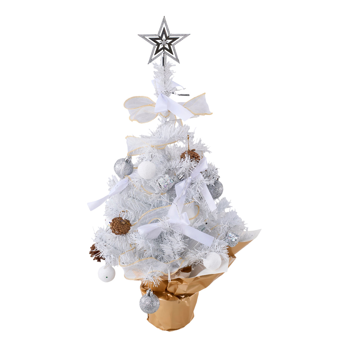 22in Pre-lit Snow-flocked Artificial Mini Artificial Christmas Tree