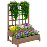 2-tier Raised Garden Bed With Trellis | Brown