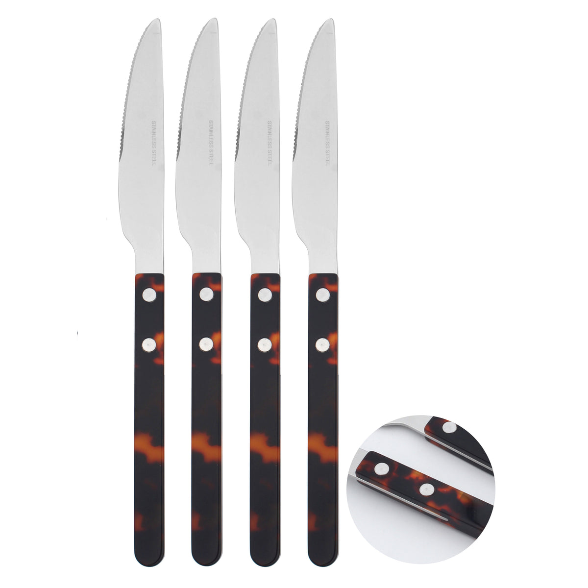 Cutlery Set Stainless Steel Sets Anydate Resin | Set of 12 | Brown