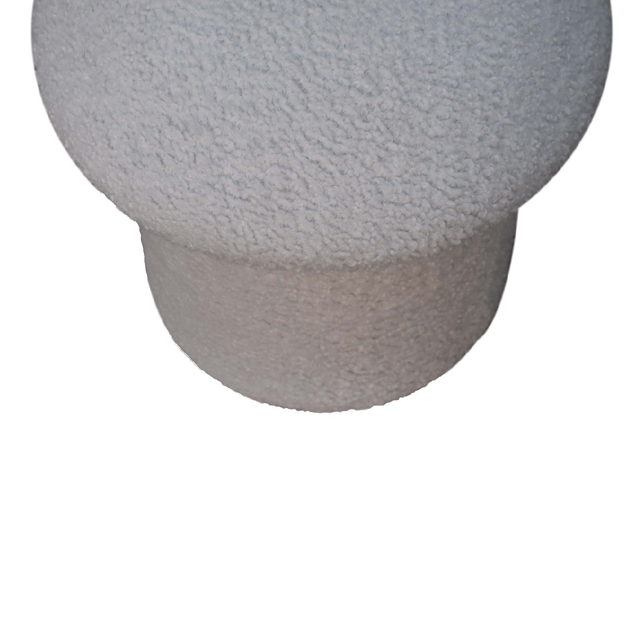 Solid Mango Wood White Boucle Mushroom Footstool