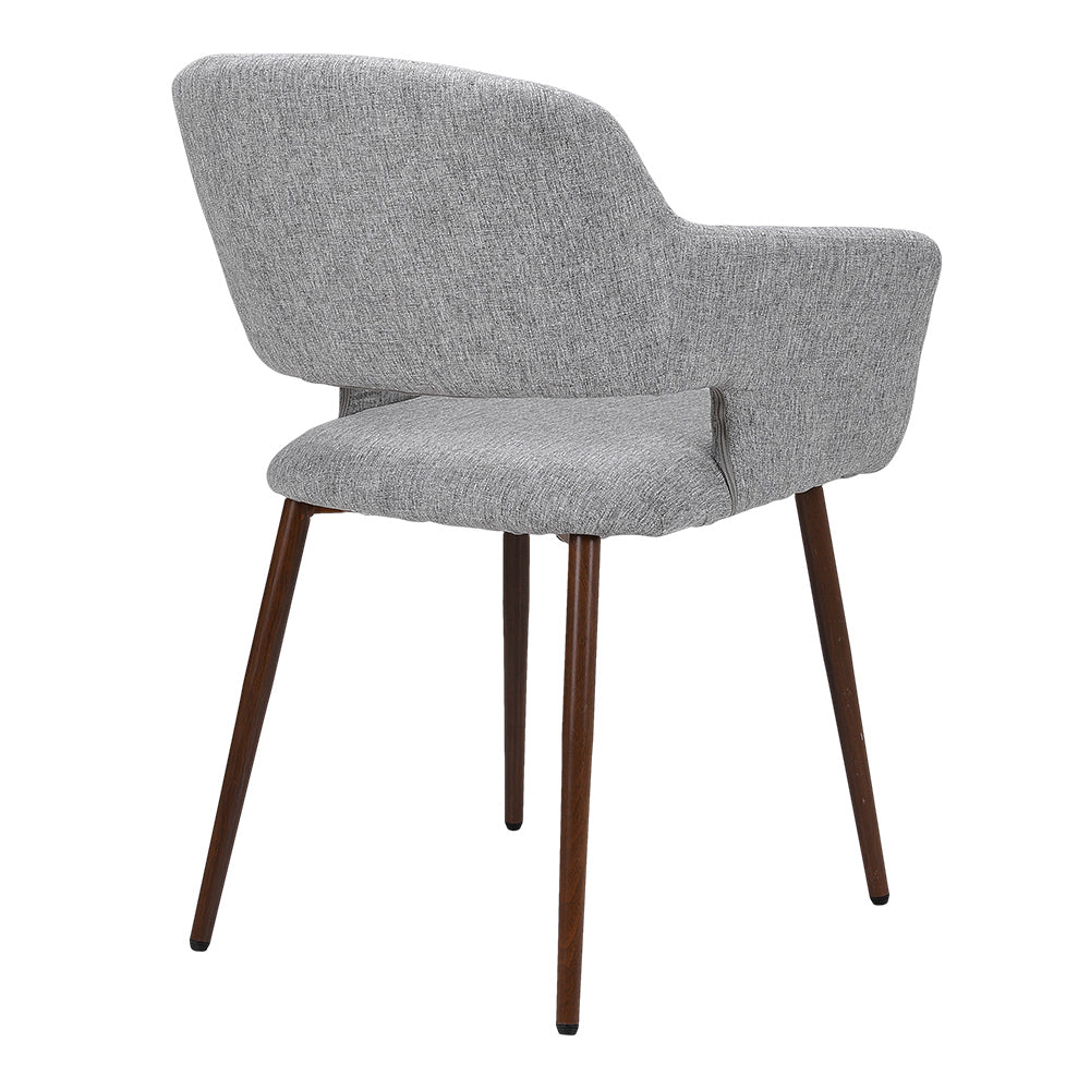 Set Of 2 Linen Dinning Chairs With Metal Legs