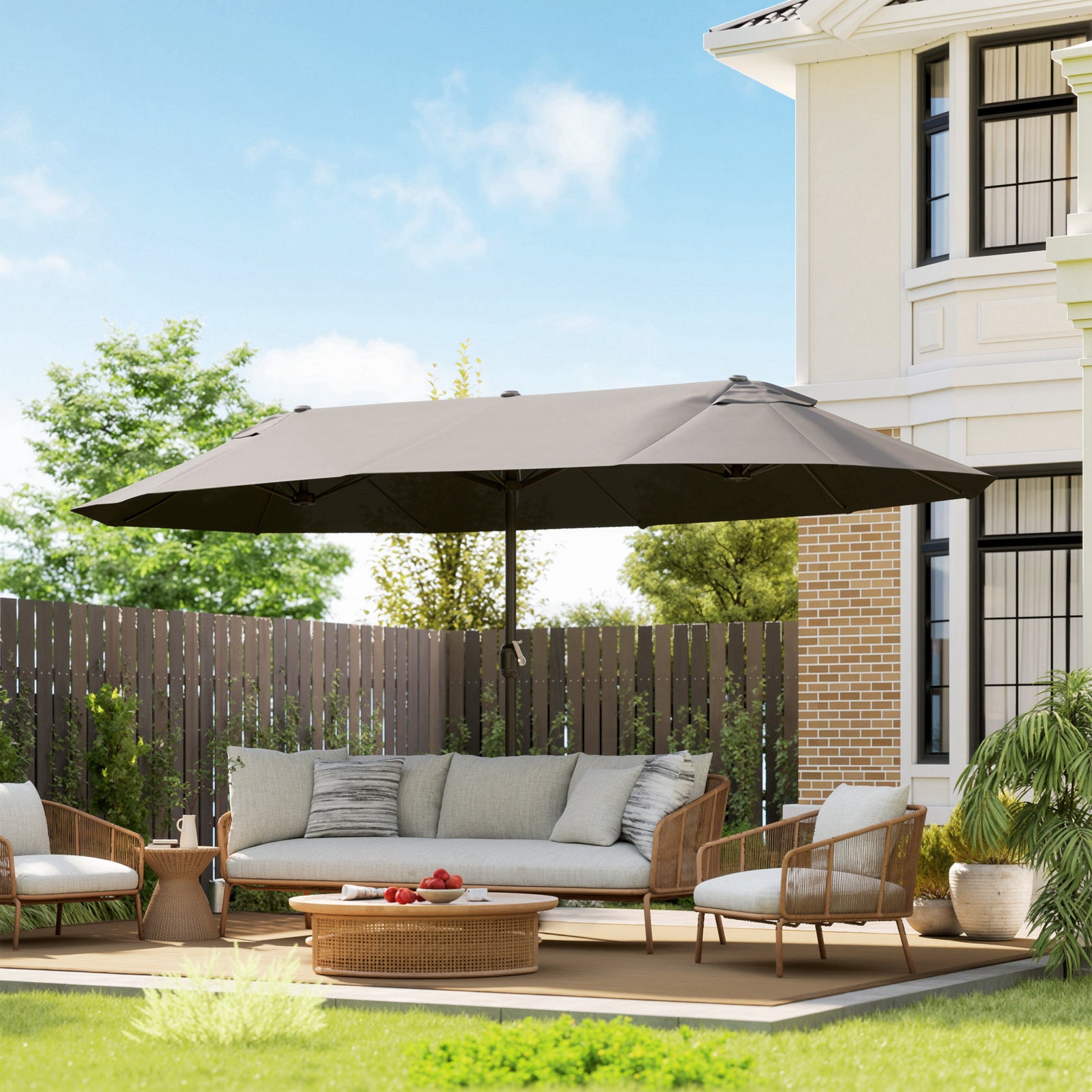4.6m Double-sided Sun Umbrella W/ Crank