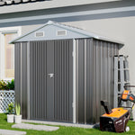 4x6 Ft Metal Storage Shed With Double Lockable Doors & 4 Air Vents  Outdoor Tool Shed For Garden