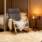 Minimalist Solid Wood Rocking Chair With Tufted Backrest – Ergonomic Design For Comfort And Relaxation | Grey