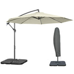 3(m) Garden Banana Parasol Cantilever Umbrella w/ Base Weights & Cover | Beige