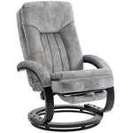 Manual Recliner Armchair With Footrest, Wooden Base | Grey