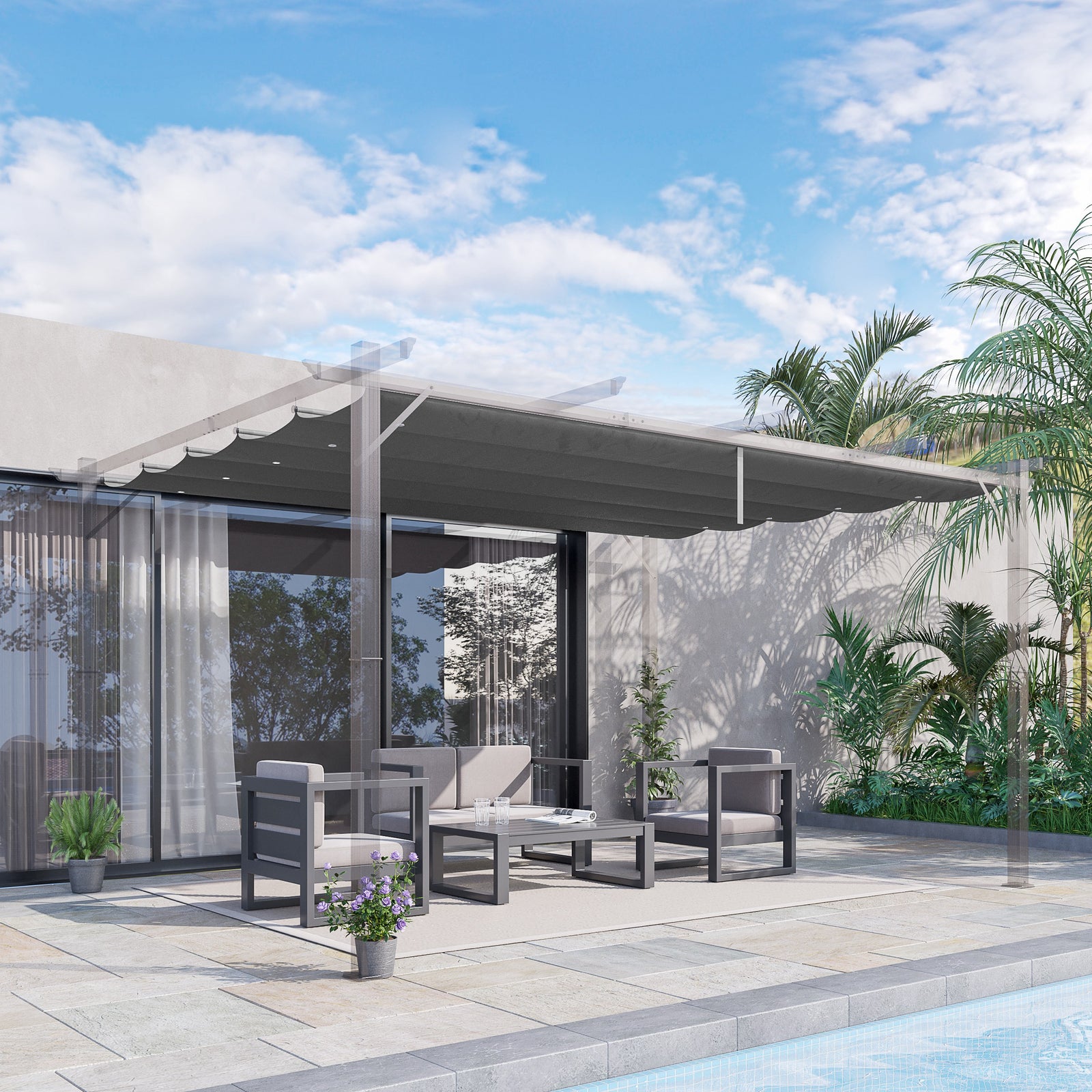 Pergola Cover For 3 X 3m Pergola, Replacement Canopy Only | Gray