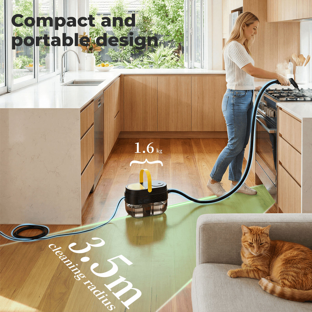 Steam Cleaner High Pressure Cleaning Machine Adjustable 1500w For Home | Black