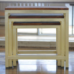 Solid Mango Wood Chunky Gold Stool Set Of 3