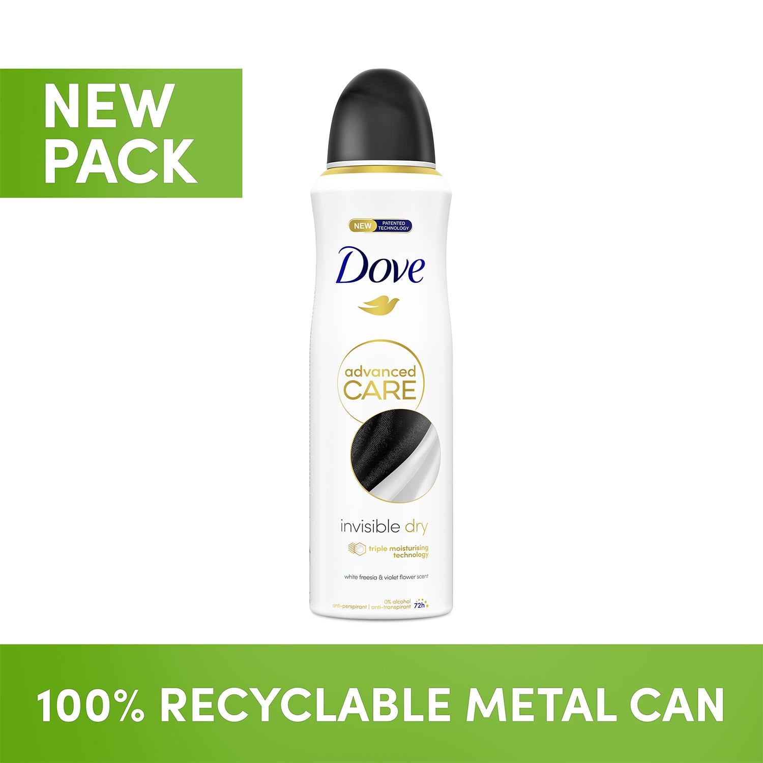 Advanced Care Antiperspirant Deodorant Spray 72h Invisible Dry, 3x 200ml | White