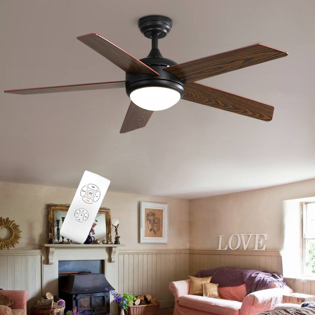 52 Inch Ceiling Fan With Dimmable Led Light & Remote 5 Blade Modern Quiet Fan