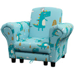 2 Piece Kids Sofa Set With Dinosaur Design, For Nursery | Blue