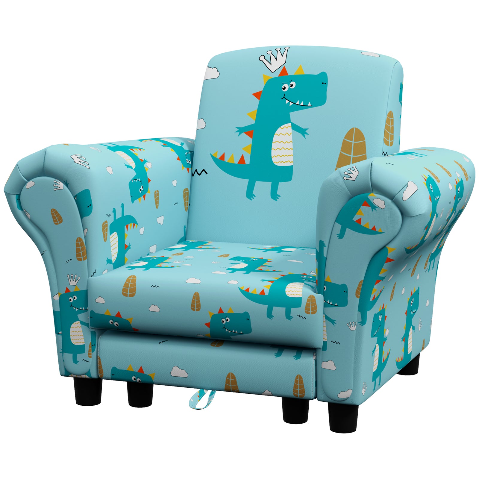 2 Piece Kids Sofa Set With Dinosaur Design, For Nursery | Blue