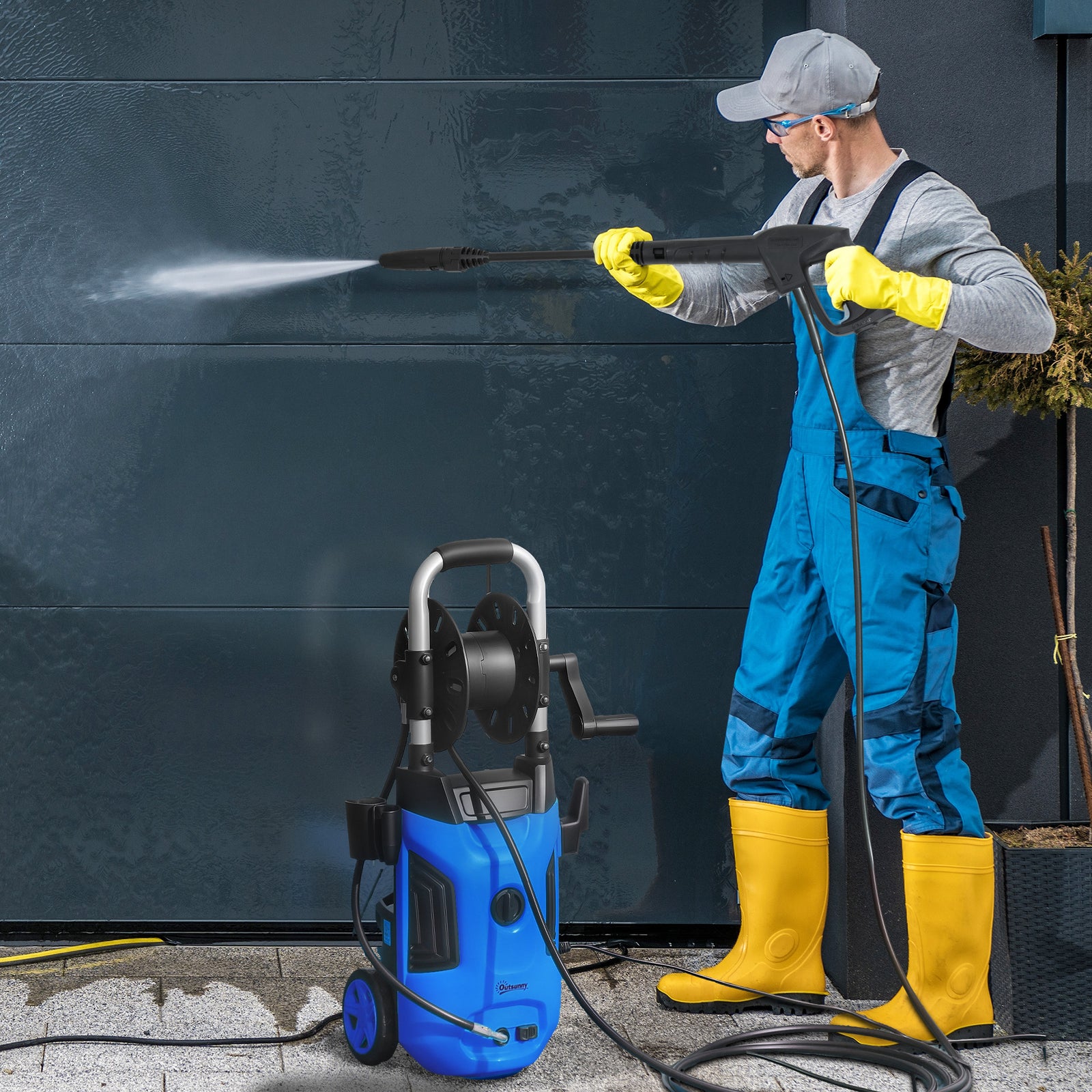 1800w Pressure Washer W/ Reel | Blue