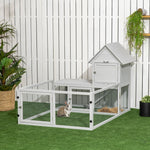 5ft Rabbit Hutch With Run Wooden Large Guinea Pig Cage For Indoor, Grey