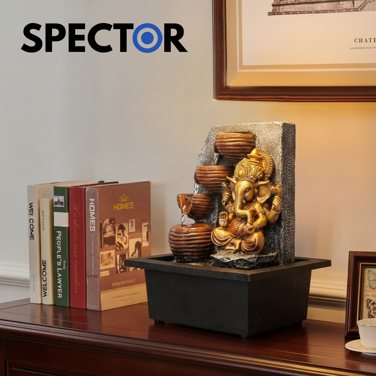 Spector Tabletop Water Fountain Indoor Garden Fountains Led Resin Bronze