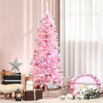 5/6/7ft Tall Prelit Pencil Artificial Christmas Tree | 7ft | Pink