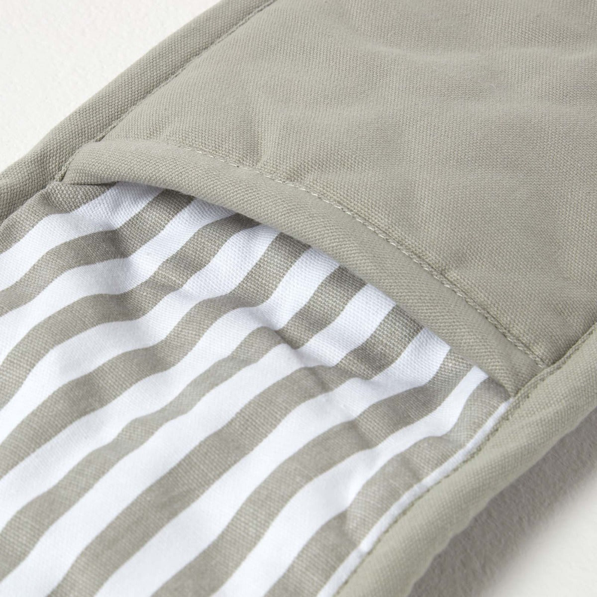 Grey Stripe Cotton Double Oven Glove