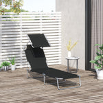 Reclining Sun Lounger Folding Recliner Garden Chair | Set-of-1 | Black
