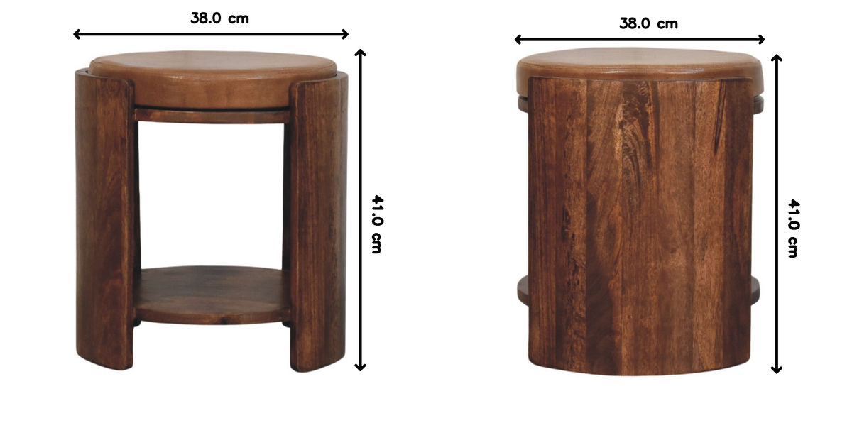 Solid Wood Savoy Leather Stool