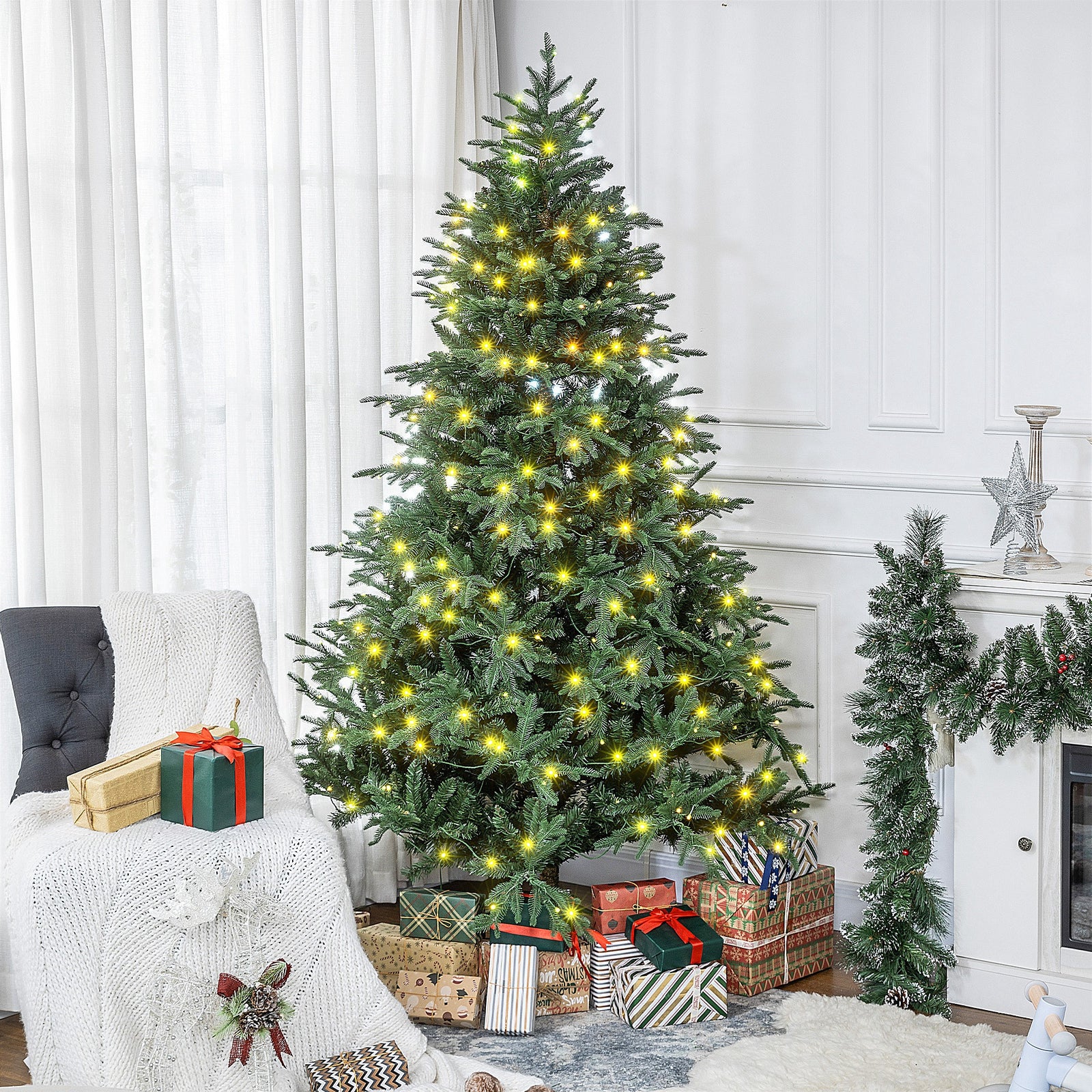 6/7ft Prelit Christmas Tree, Party Lights | 7ft | Green